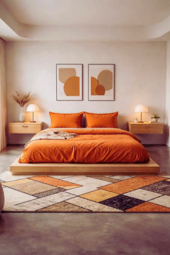 04.Orange Color Theme Bedroom: Warmth, Energy & Bold Personality