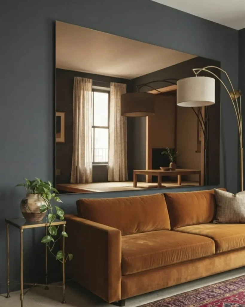 Behind Sofa Mirror Panels;
