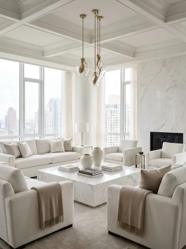 Hotel-Inspired White Living Room