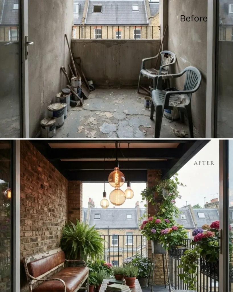 A Vintage Industrial London Balcony Makeover