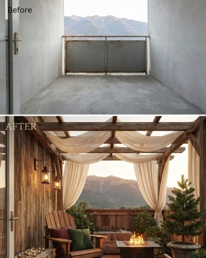 A Rustic Mountain Cabin Balcony Makeover