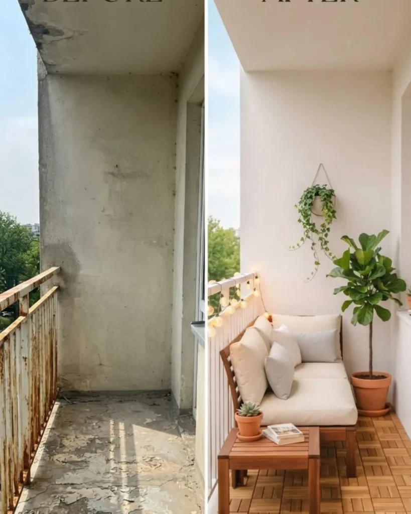 A Scandinavian-Inspired Minimalist Balcony Makeover