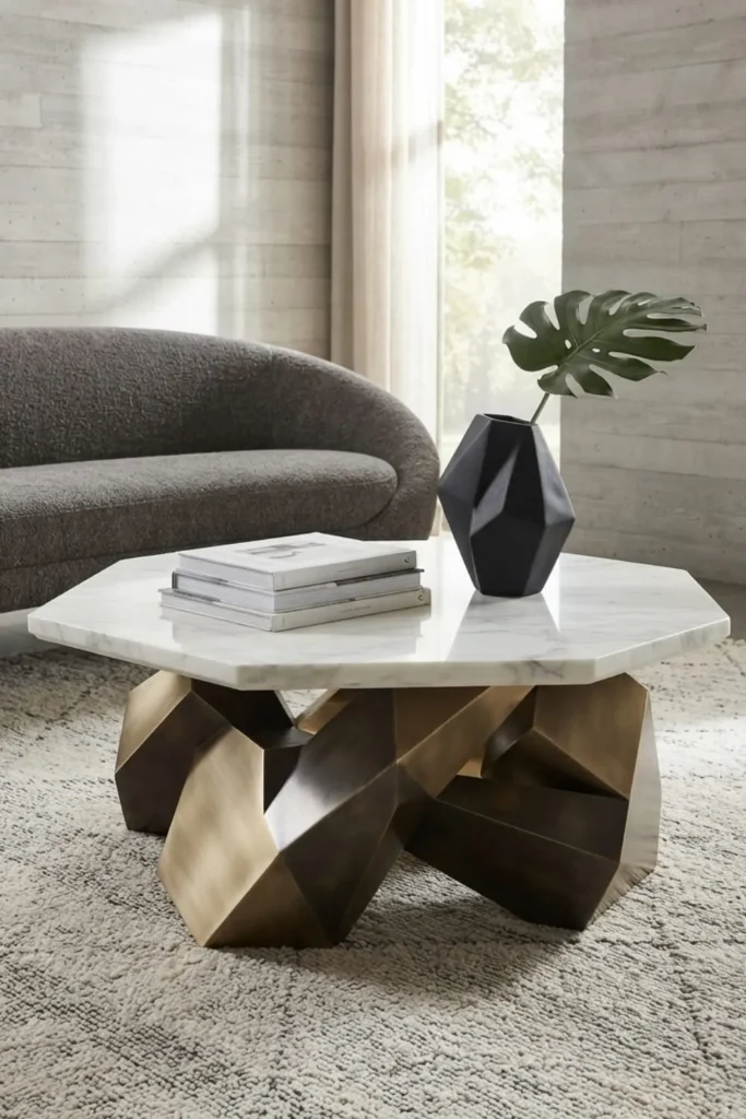 "Artistic geometric coffee table with unique angular design"