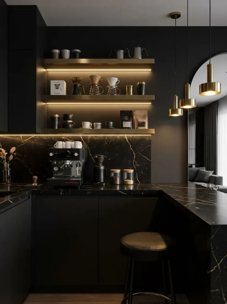 Black and Gold Coffee Bar