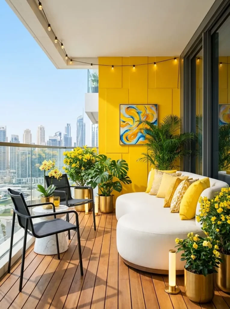 Modern Yellow Minimalist Balcony