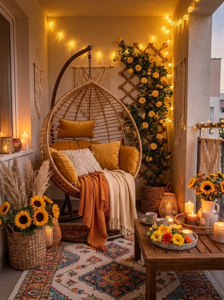 Boho Yellow Balcony Retreat