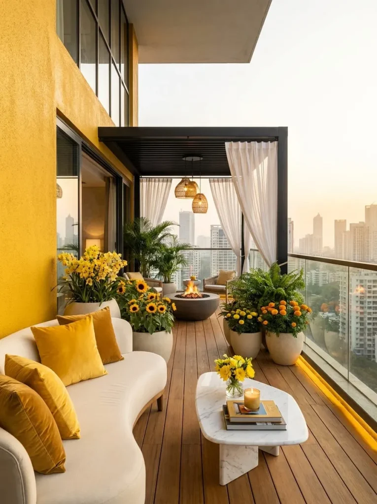 Luxury Yellow Lounge Balcony