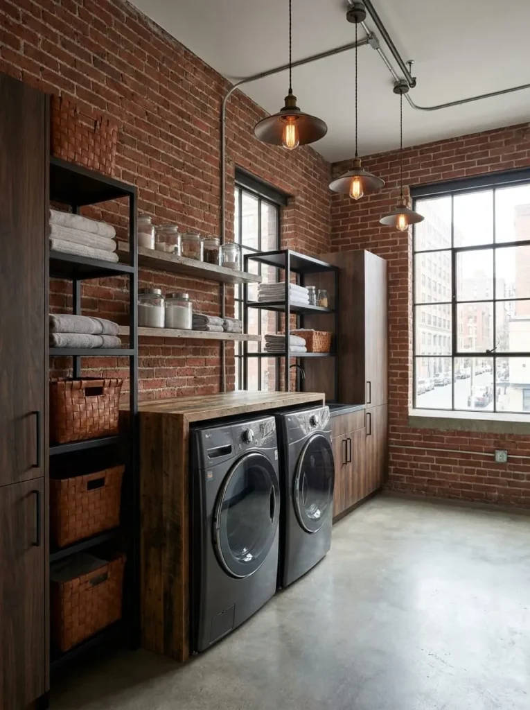 Industrial Loft Laundry Room