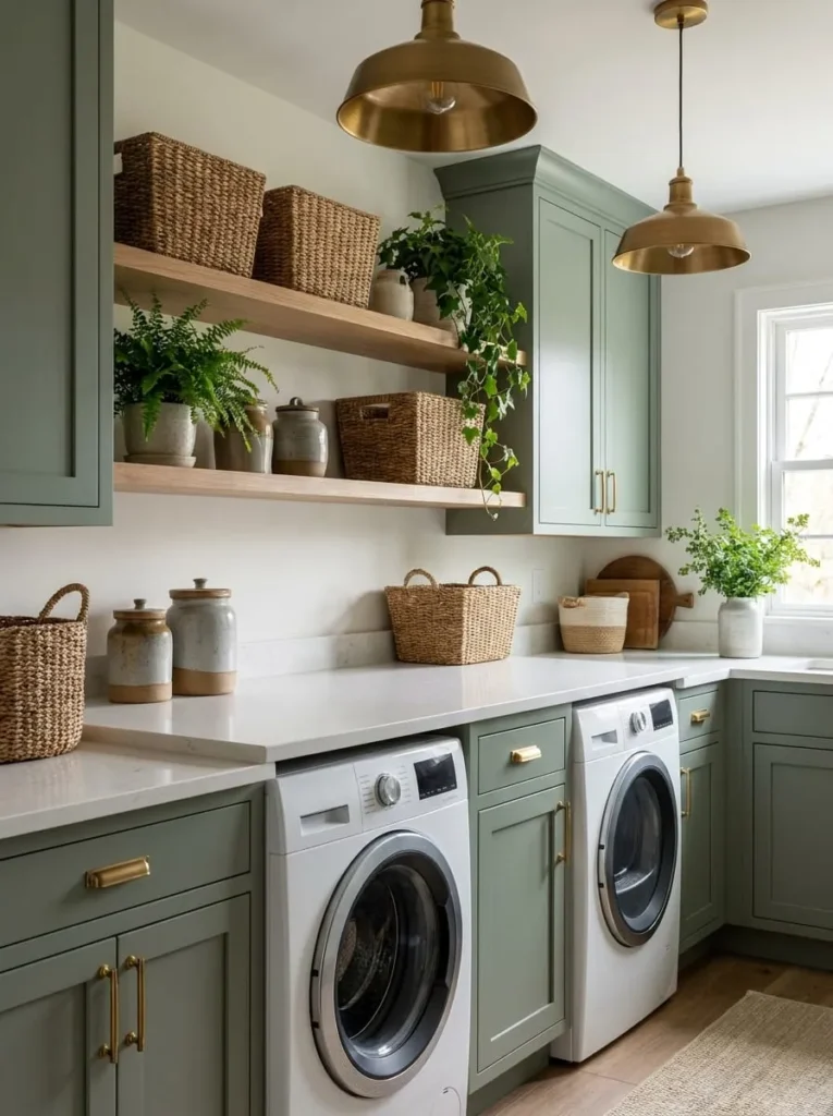 Modern Sage Green Laundry Room