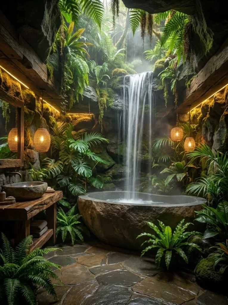 Jungle Cave Waterfall Washroom