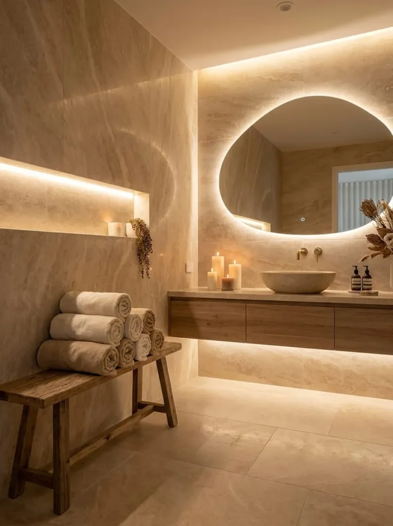 Soft Lighting Spa Inspired Washroom