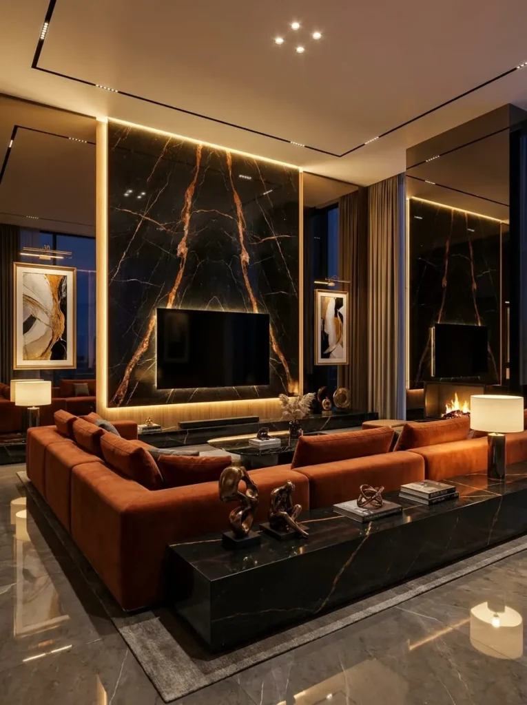 Carbon Black and Pumpkin Orange Industrial Loft