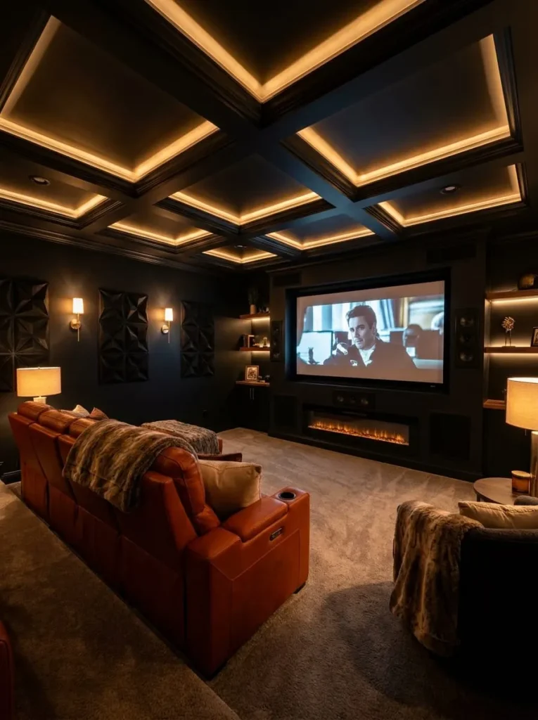  Fireplace Lounge with Deep Burnt Orange Focus