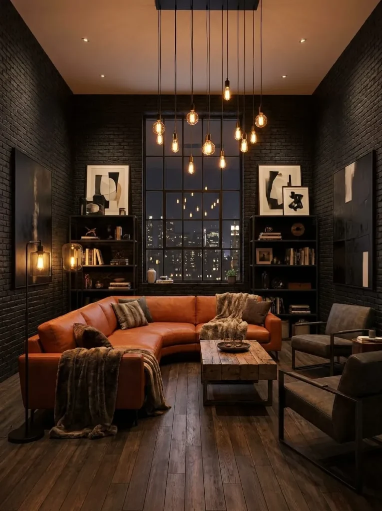 Graphite and Pumpkin Orange Open Concept