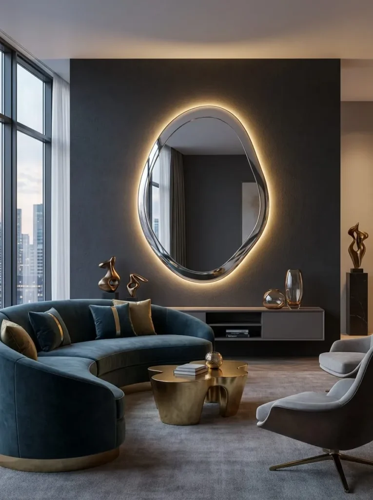 Organic Freeform Mirror with Hidden Lights