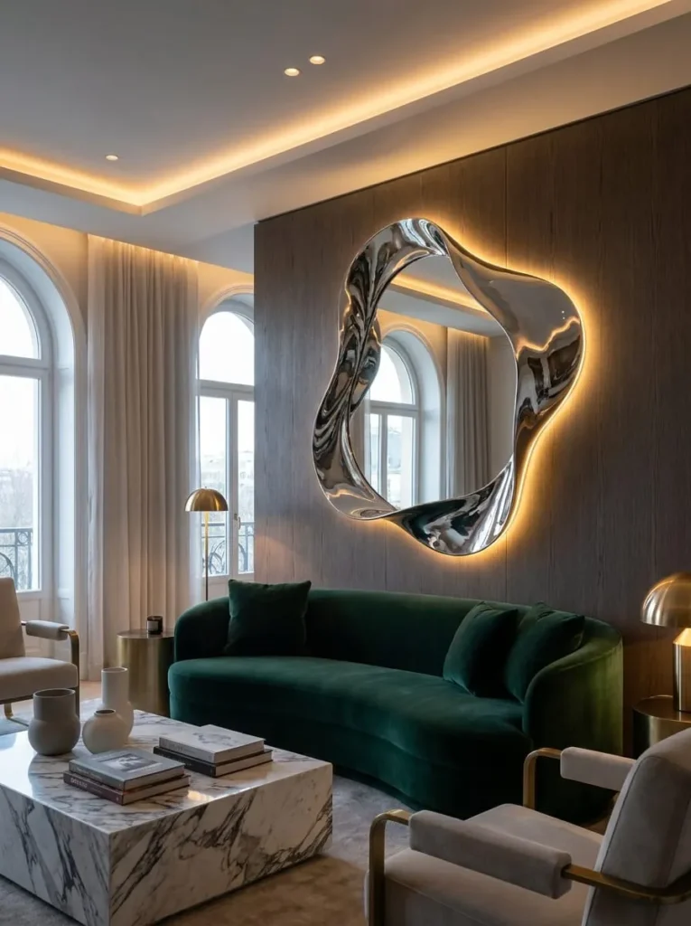Ribbon Twist Sculptural Mirror with Hidden Glow