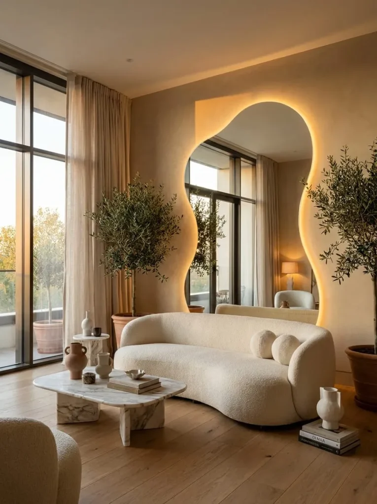 How to Choose the Perfect Mirror Shape and Lighting Ideas for Your Living Room
