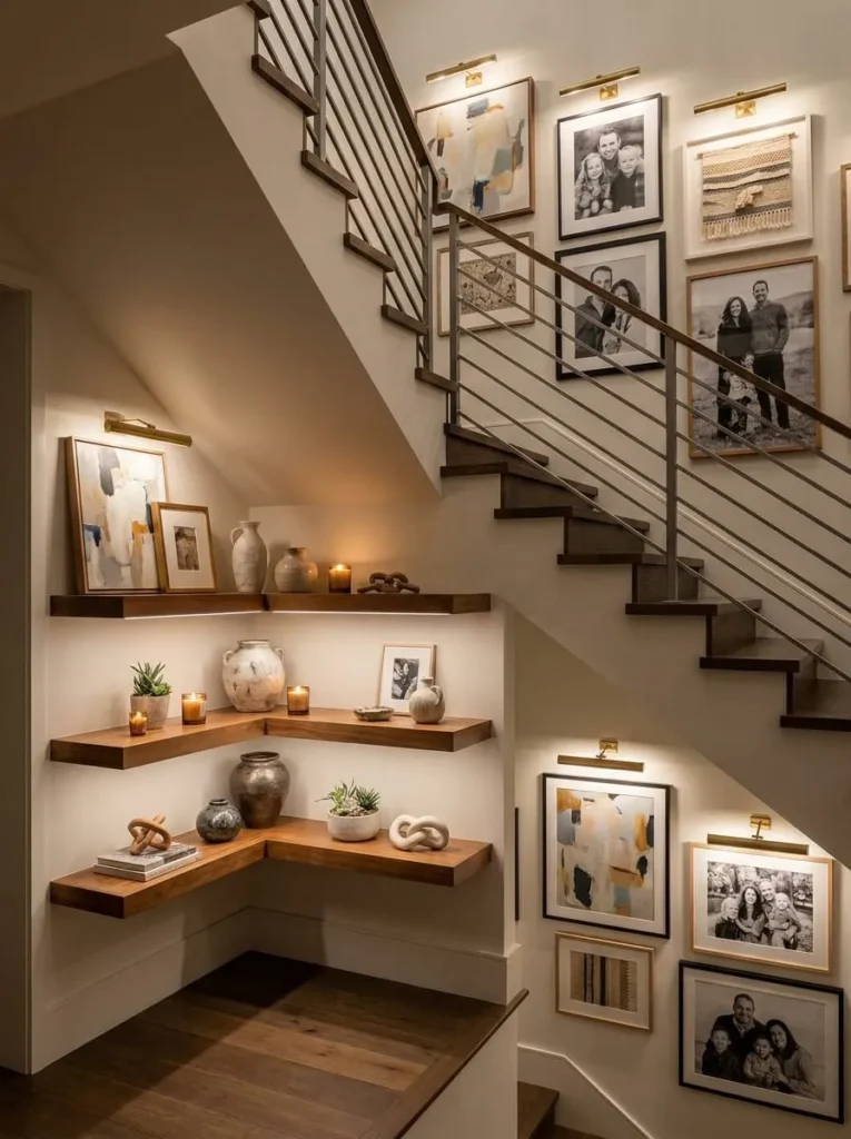 Gallery Wall with Picture Lights