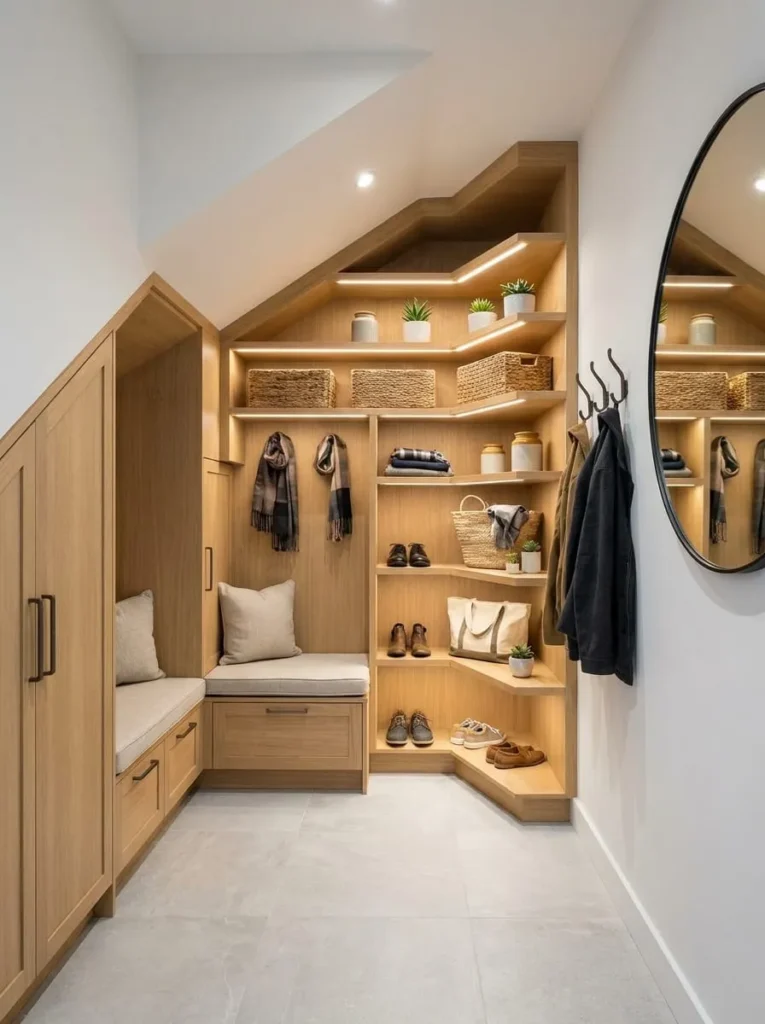 Mudroom Storage with Bright Illumination