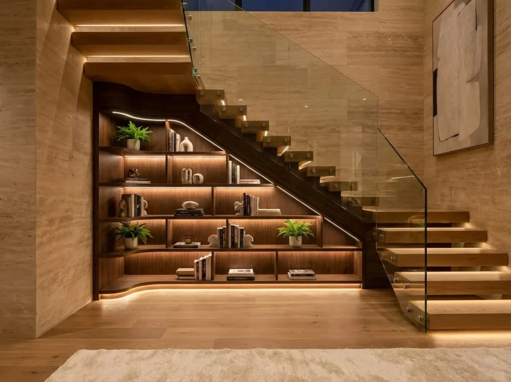 15 Beautiful Under Staircase Lighting & Decor Ideas to Transform Empty Space