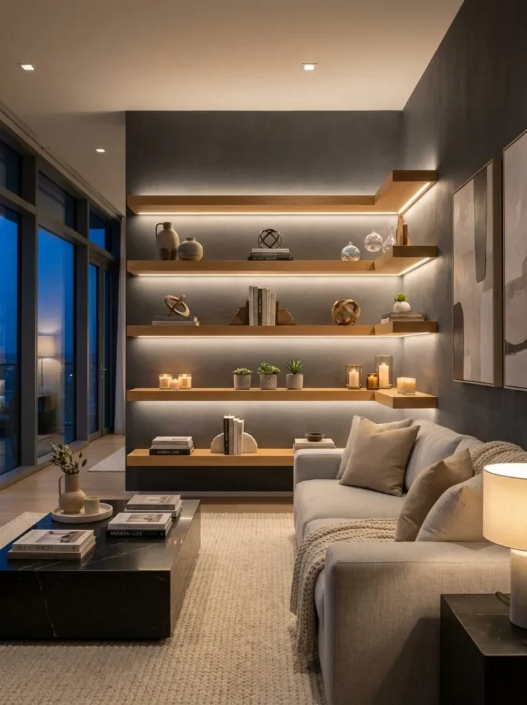 Modern Floating Corner Shelves