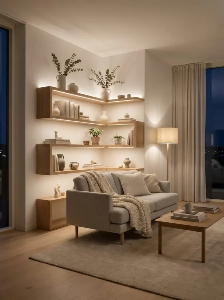 Scandinavian Style Corner Shelves