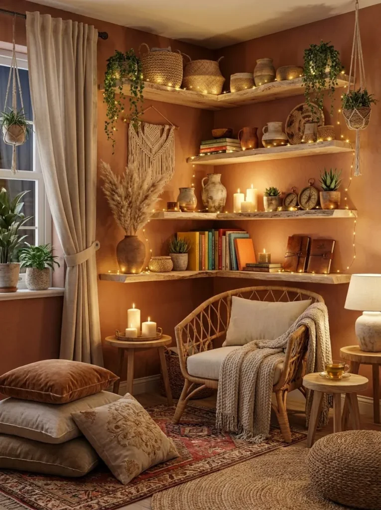 Boho Inspired Corner Shelves