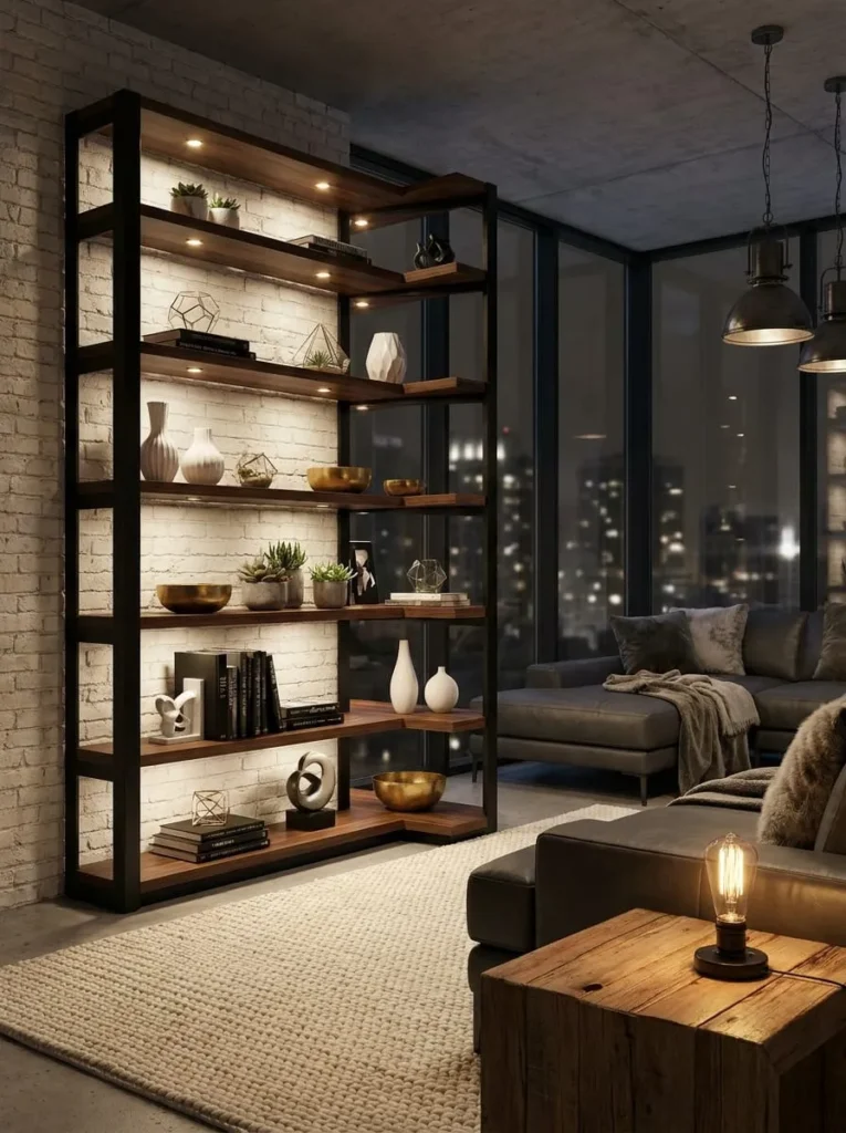 Black Accent Corner Shelves