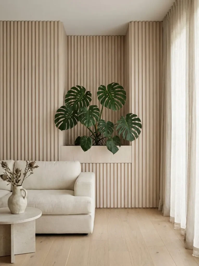 Benefits of Wood Slat Wall with Indoor Plants