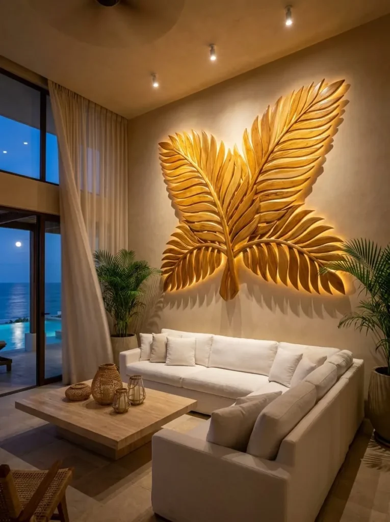 Palm Leaf Wooden Wall Art