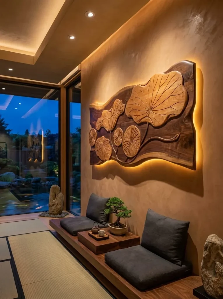 Lotus Wooden Leaf Wall Art