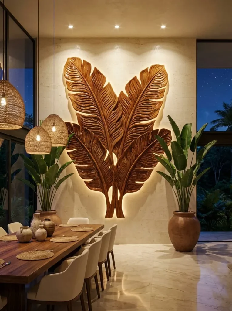 Banana Leaf Wooden Wall Art