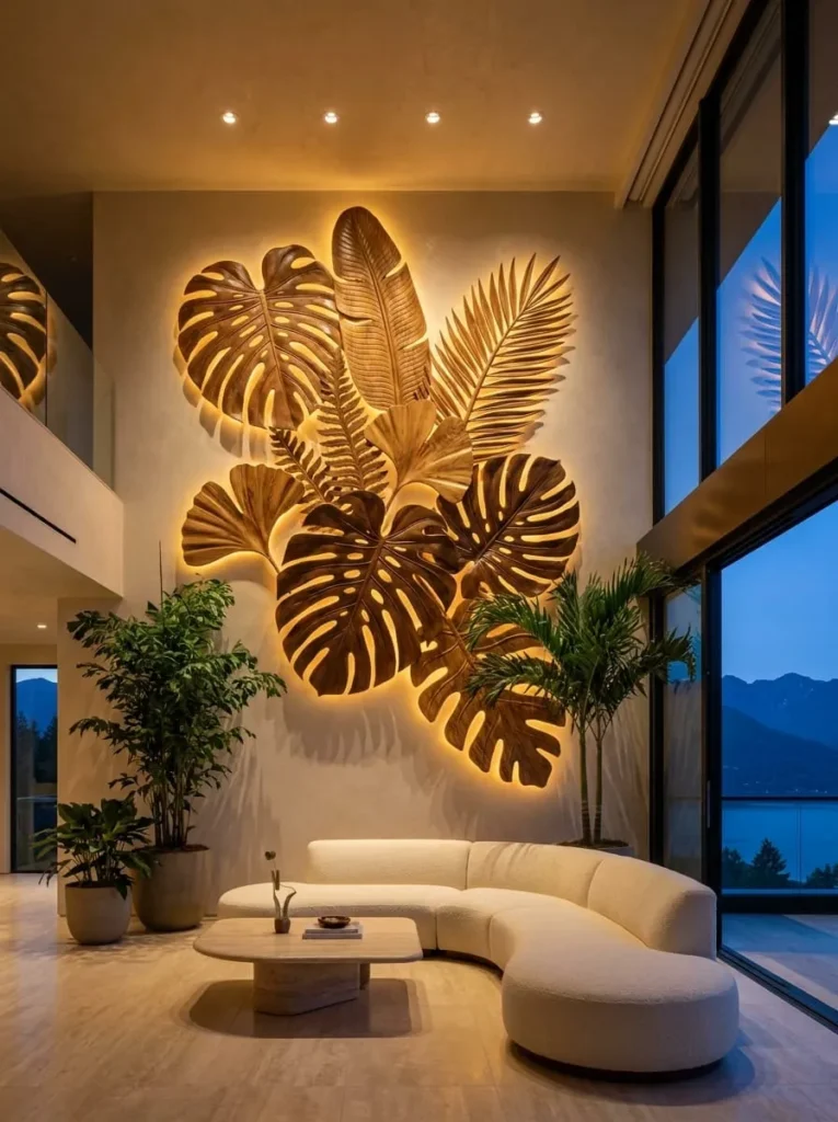 Tropical Mixed Wooden Leaf Wall Art