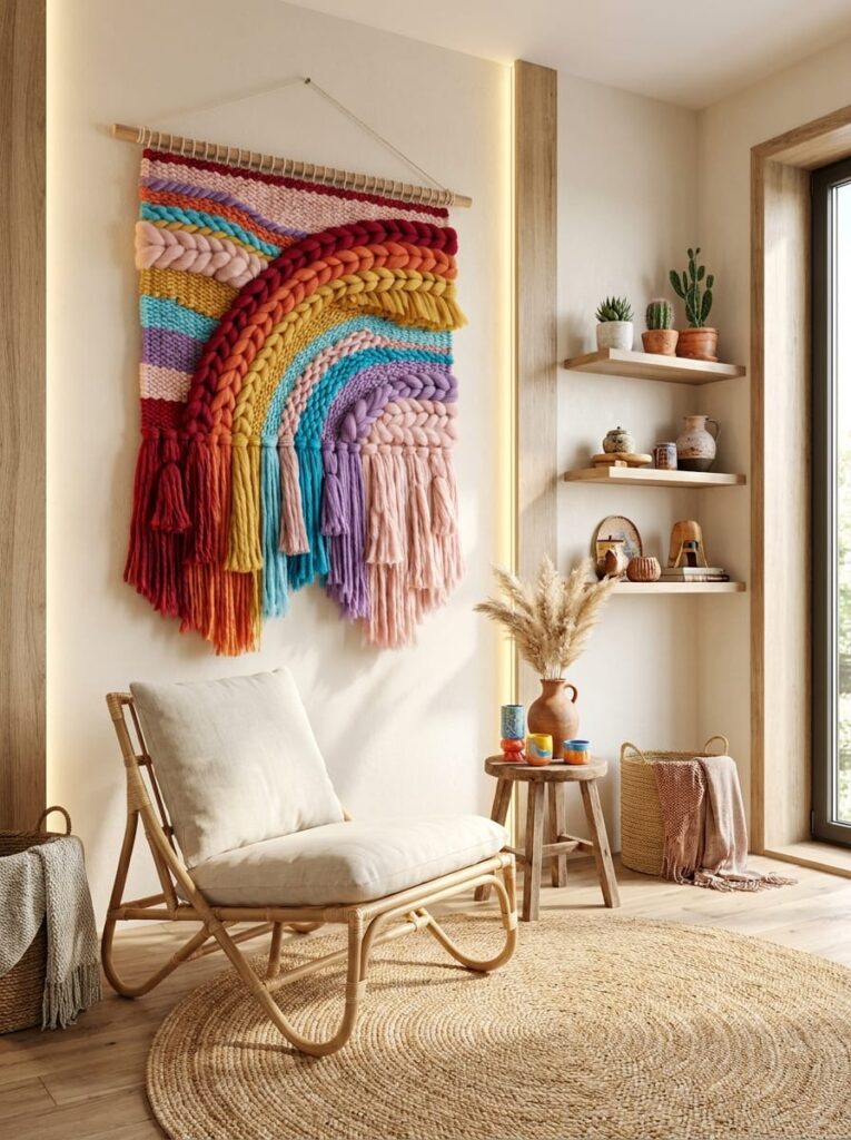 The Rainbow Woven Wall Hanging Corner