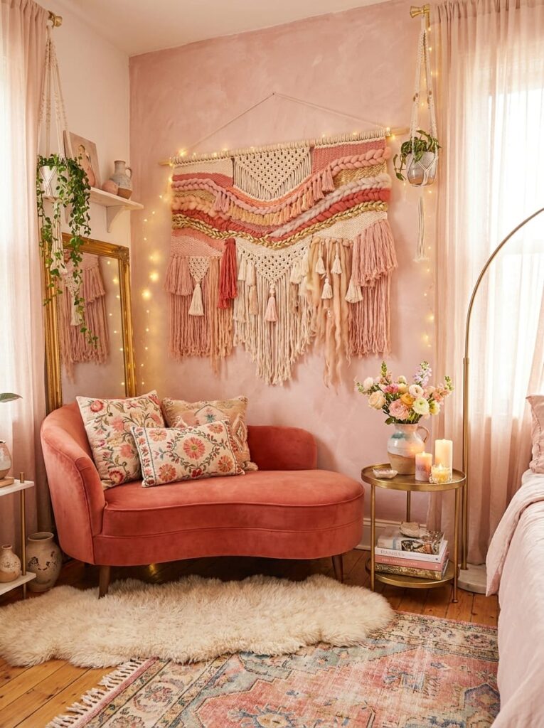 The Pink and Coral Feminine Bohemian Corner