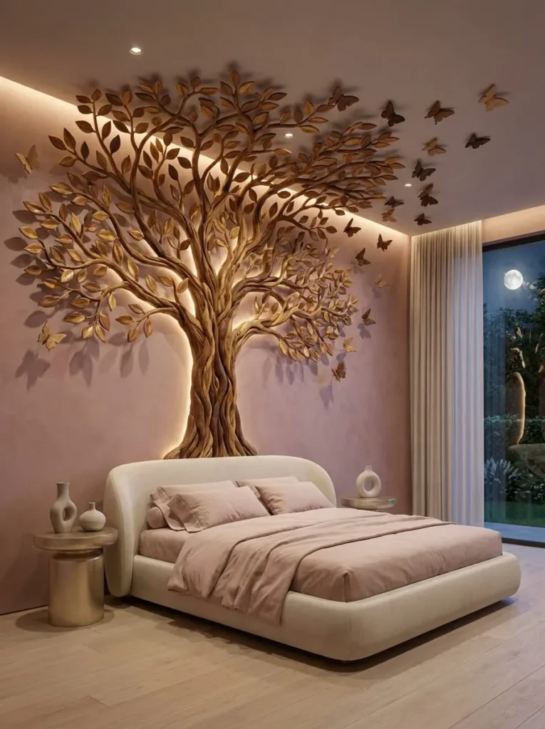 Tree with Butterflies Wooden Wall Art