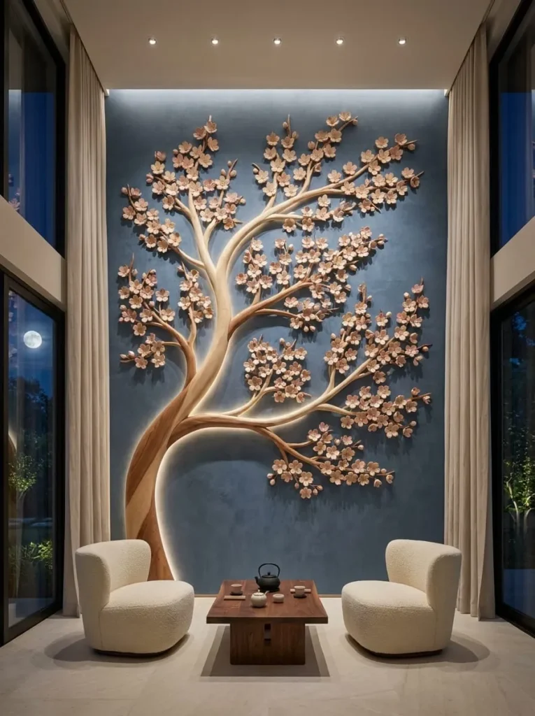 Cherry Blossom Wooden Tree Wall Art