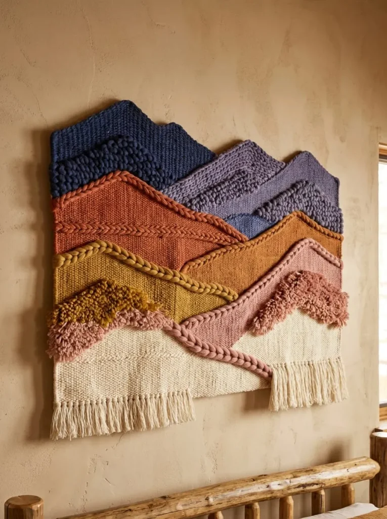 Sunset Mountain Landscape Woven Wall Art