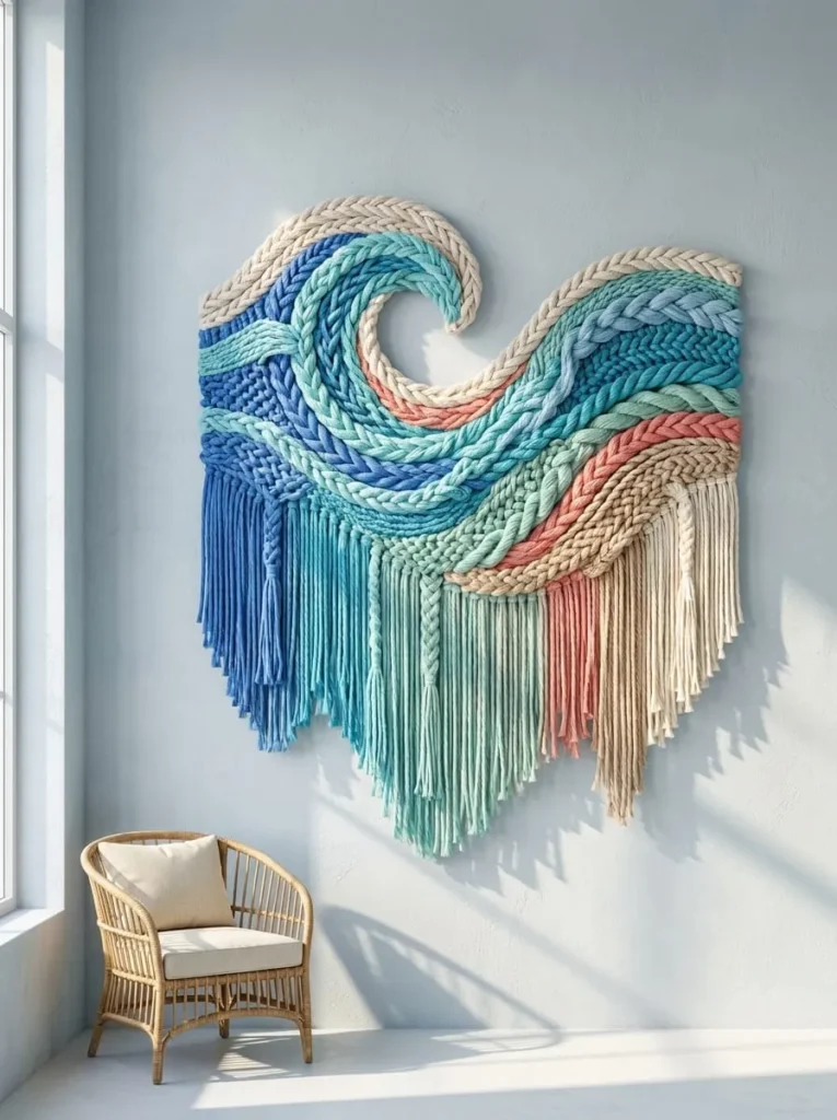 Colorful Abstract Wave Macramé Wall Hanging