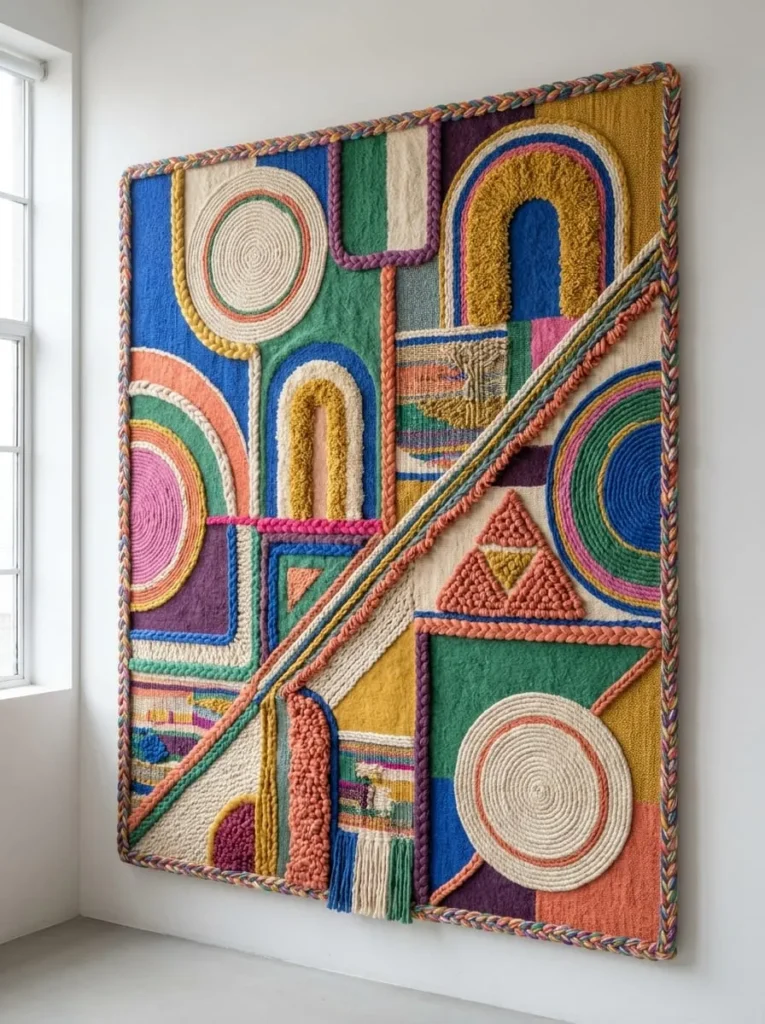  Maximalist Multicolor Geometric Woven Wall Art