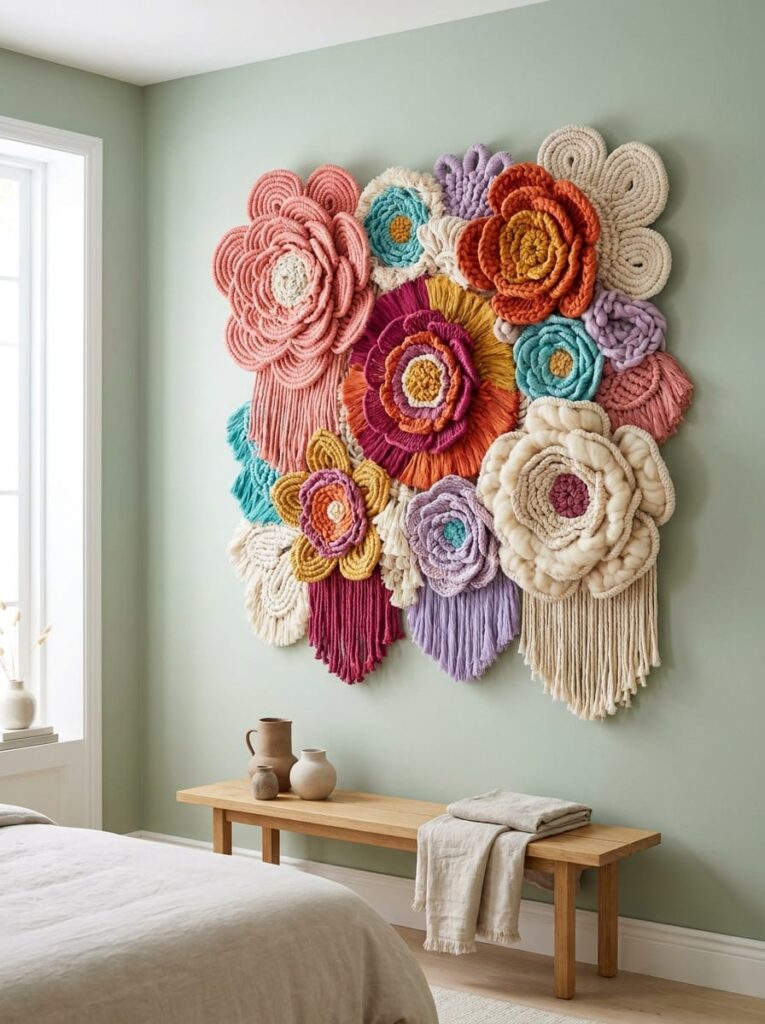 Colorful Abstract Floral Fiber Art