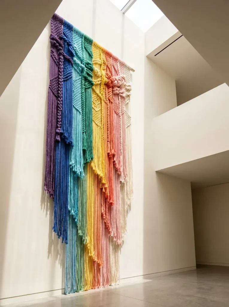 Rainbow Fringe Waterfall Woven Wall Art