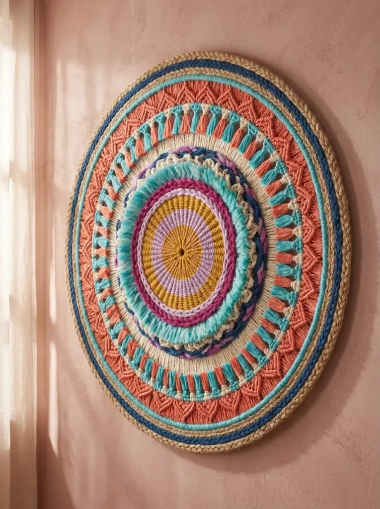 Colorful Circular Mandala Woven Wall Art
