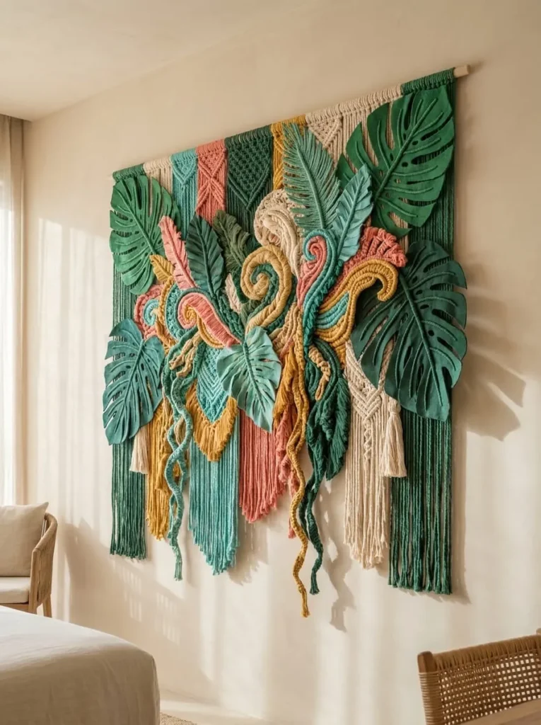 Tropical Botanical Large Woven Wall Art