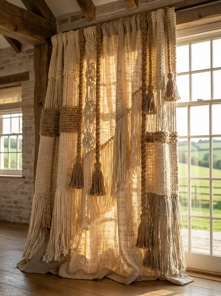 Rustic Farmhouse Woven Curtain