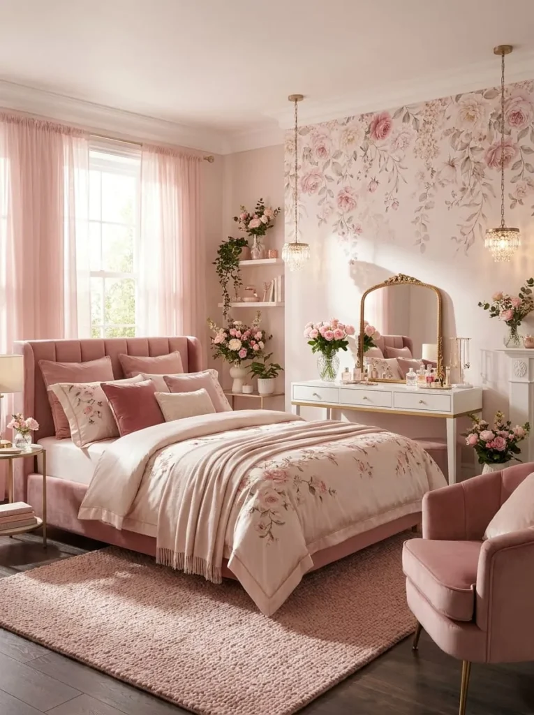 Pink Study Corner Bedroom