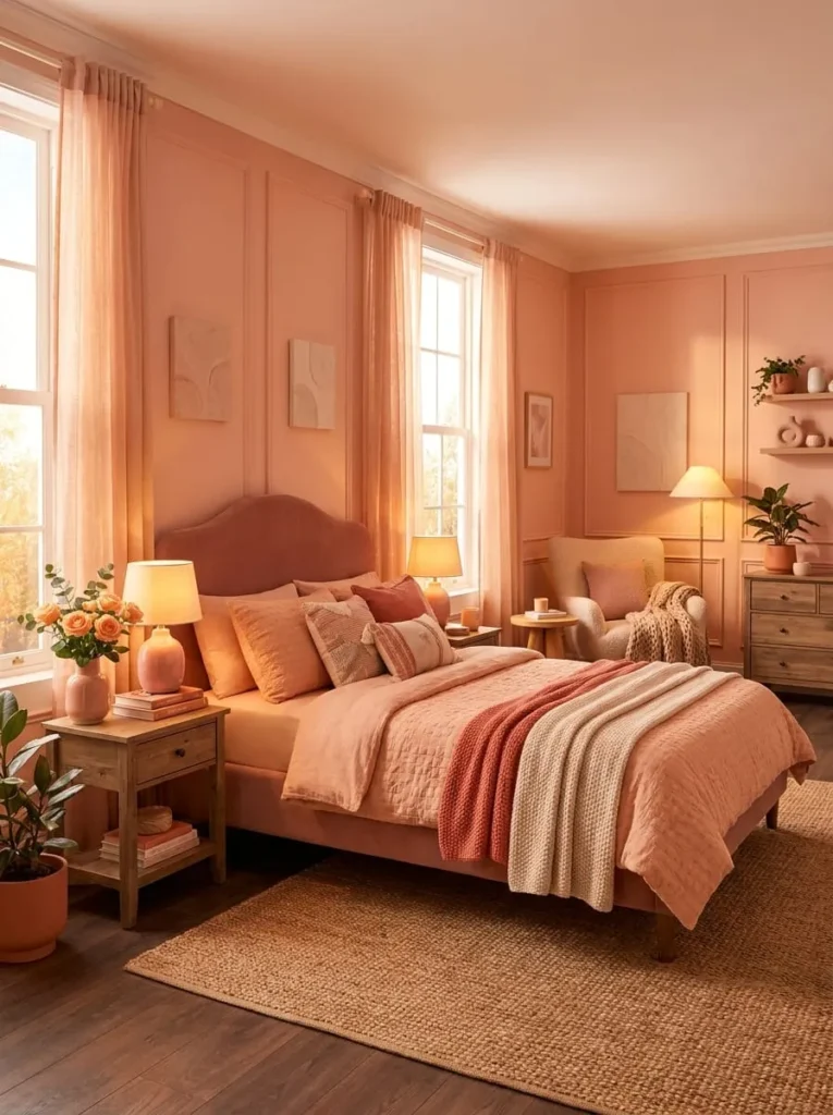 Peach Pink Cozy Bedroom