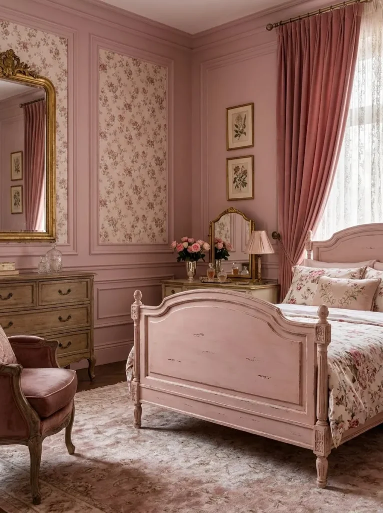 Vintage Pink Romantic Bedroom