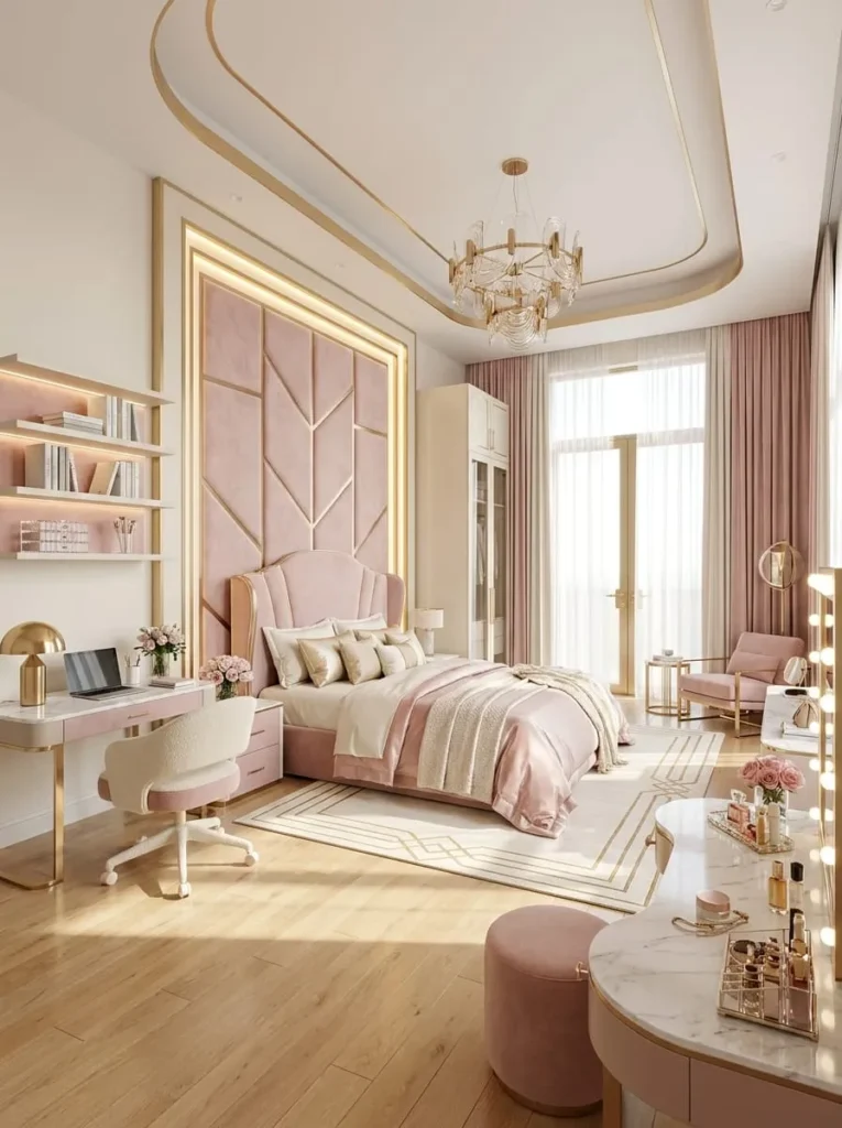 Rose Pink and Burgundy Romantic Room