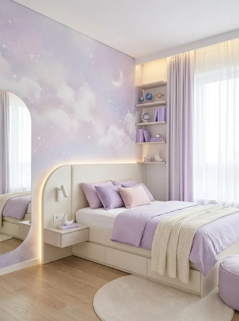 Small Purple Galaxy Bedroom
